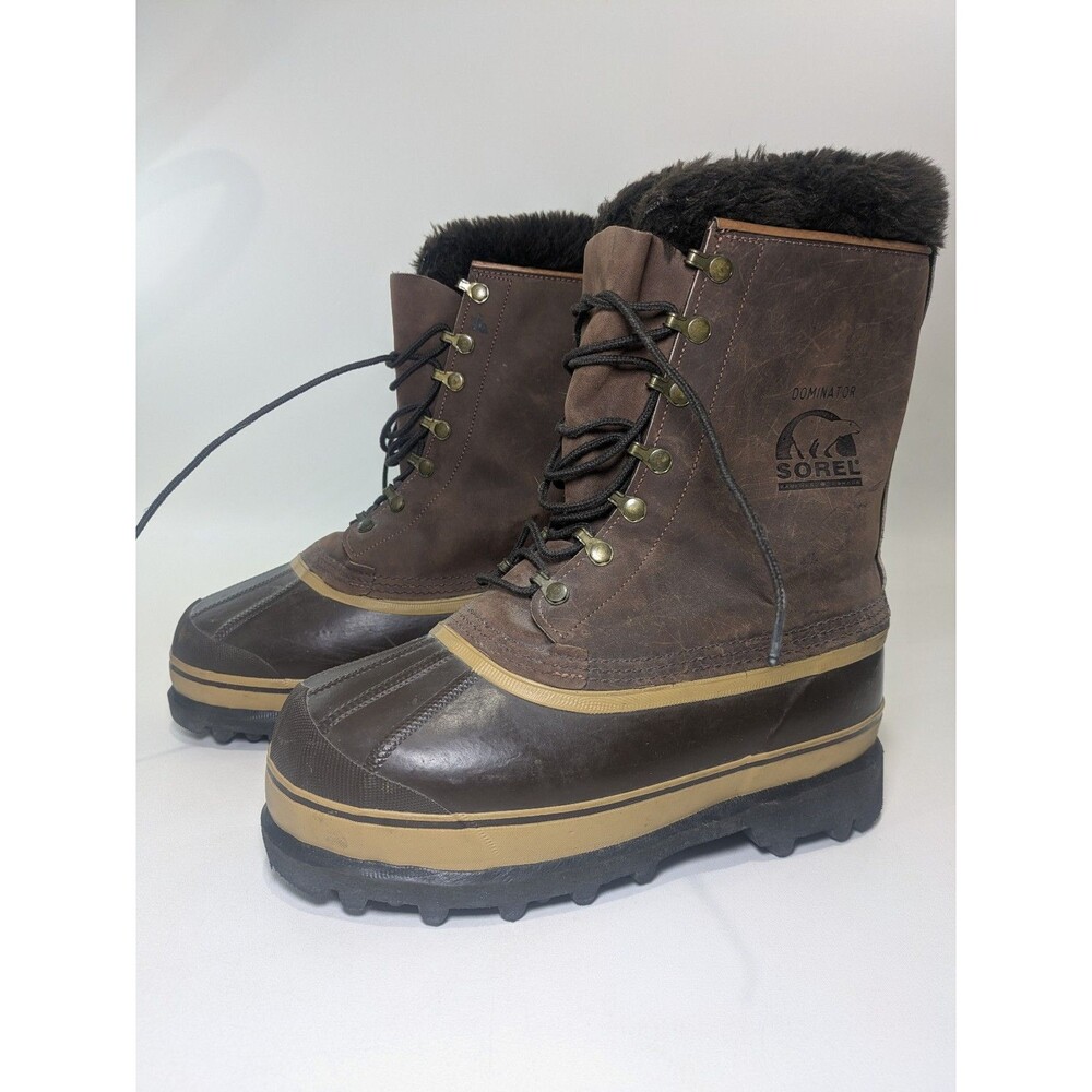 Sorel Dominator Men's Brown Leather Insulated Snow Boots Mid-Calf Size 8